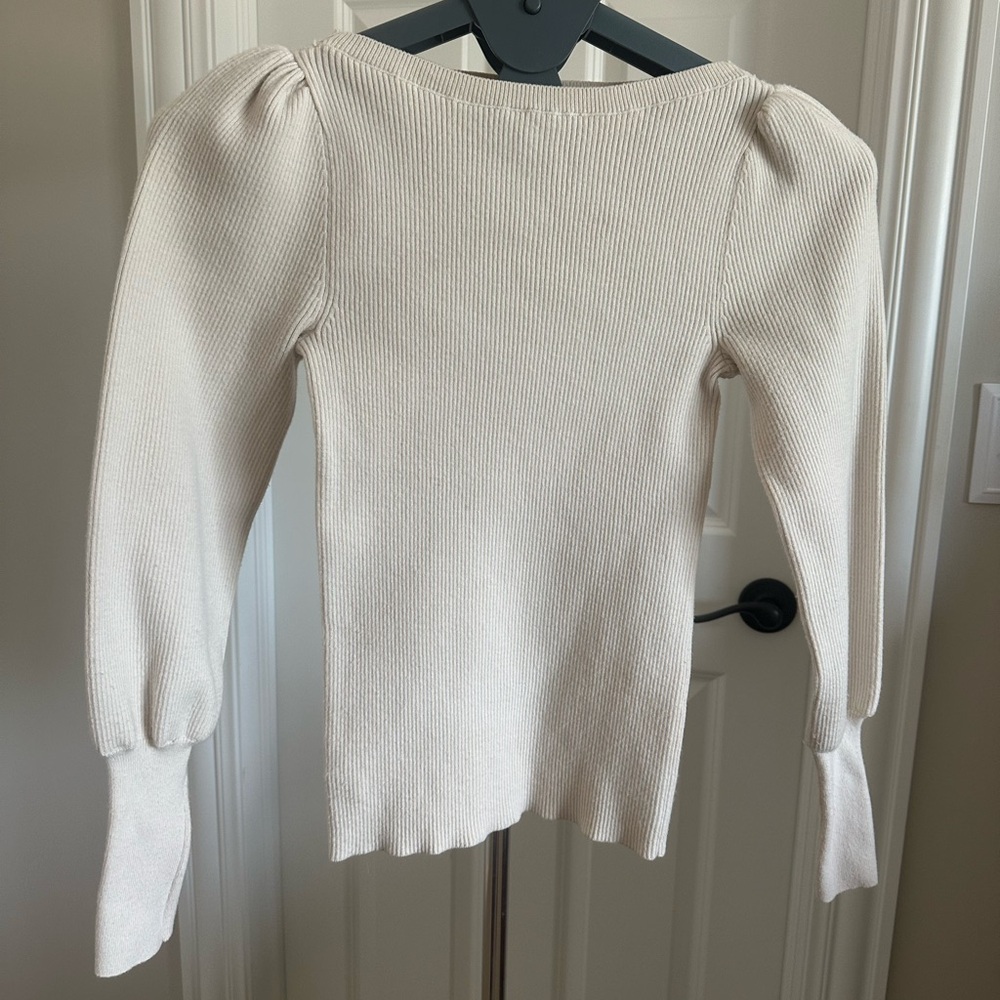 Cream Ribbed Knit Sweater
